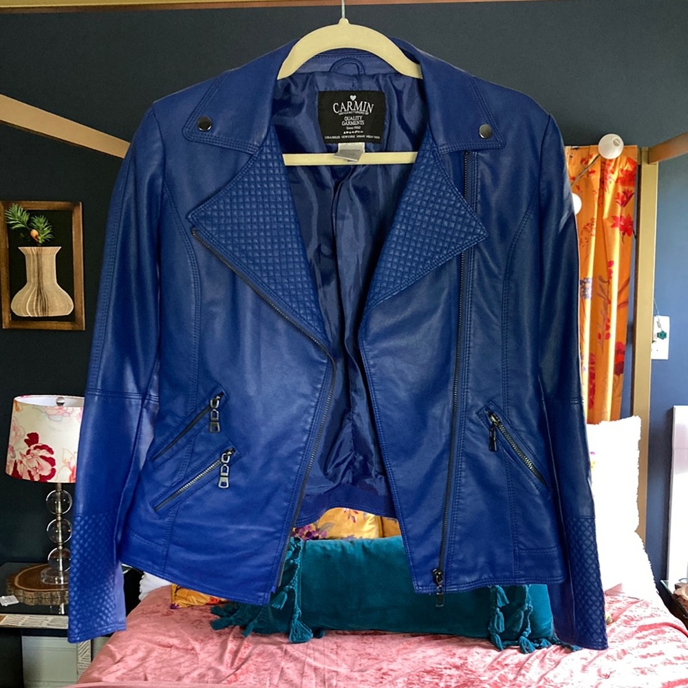Carmin blue faux leather jacket